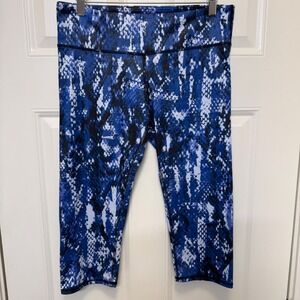 Alo Women Leggings Medium Blue Snakeskin Print Cropped Yoga Pants Athleisure